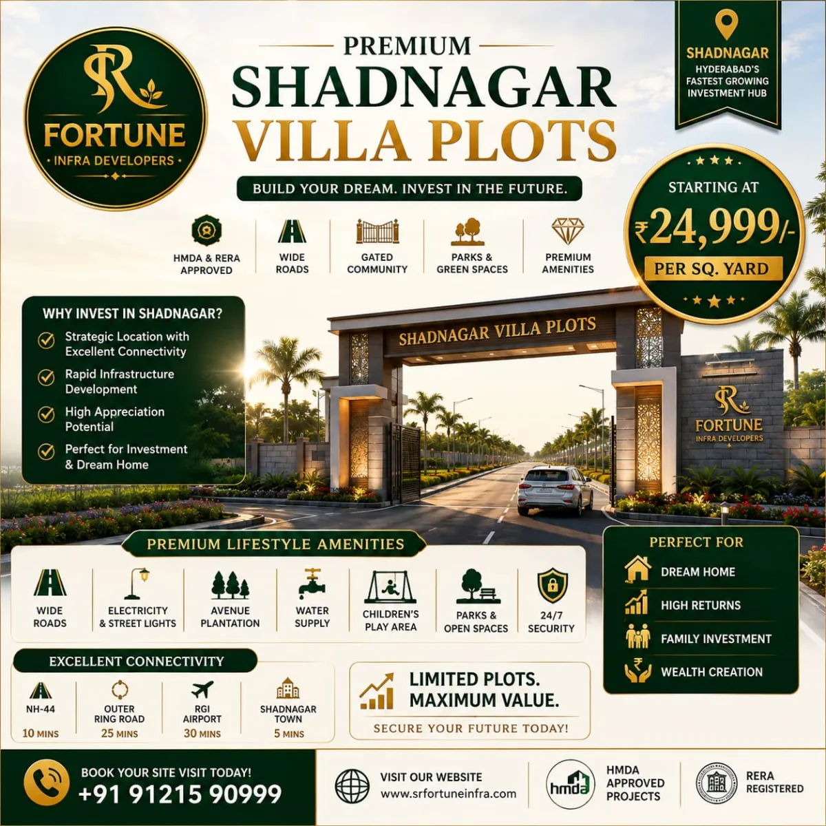 Expert Imagine owning a premium villa plot in one of Shadnagar, Hyderabad | SR Fortune Infra Developer
