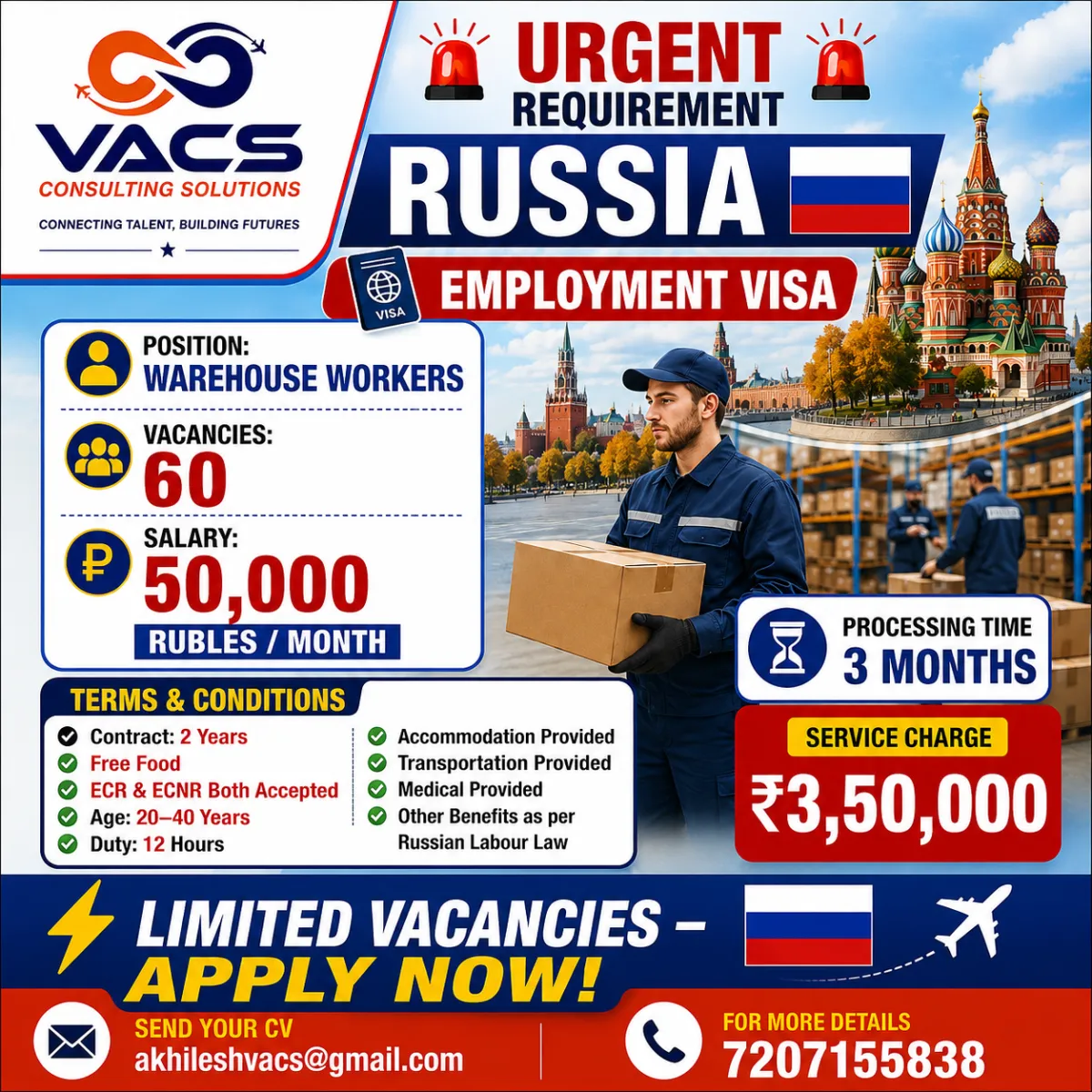 Russia Job – Live Work Update - Warehouse Job Opportunities | VACS - Consulting Solutions